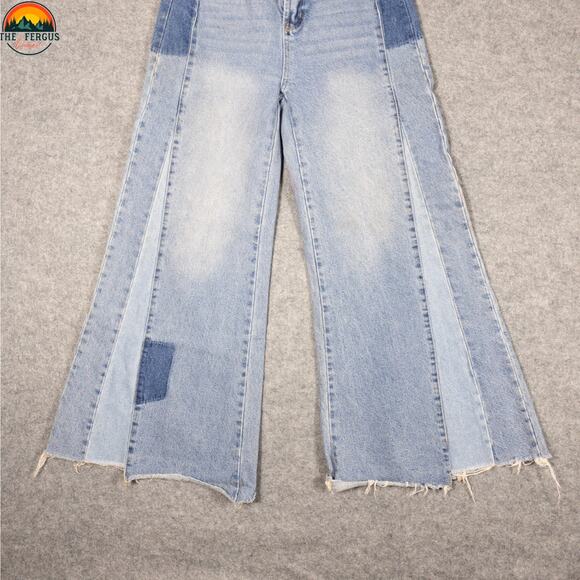 Talulah Wide-Leg Jeans Blue Cotton Denim Patch Style Boho Festival Women's M 28 - Picture 11 of 16